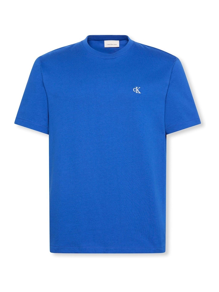 Calvin Klein Blue Embroidered Monogram Logo Relaxed T-Shirt - Image 6 of 6