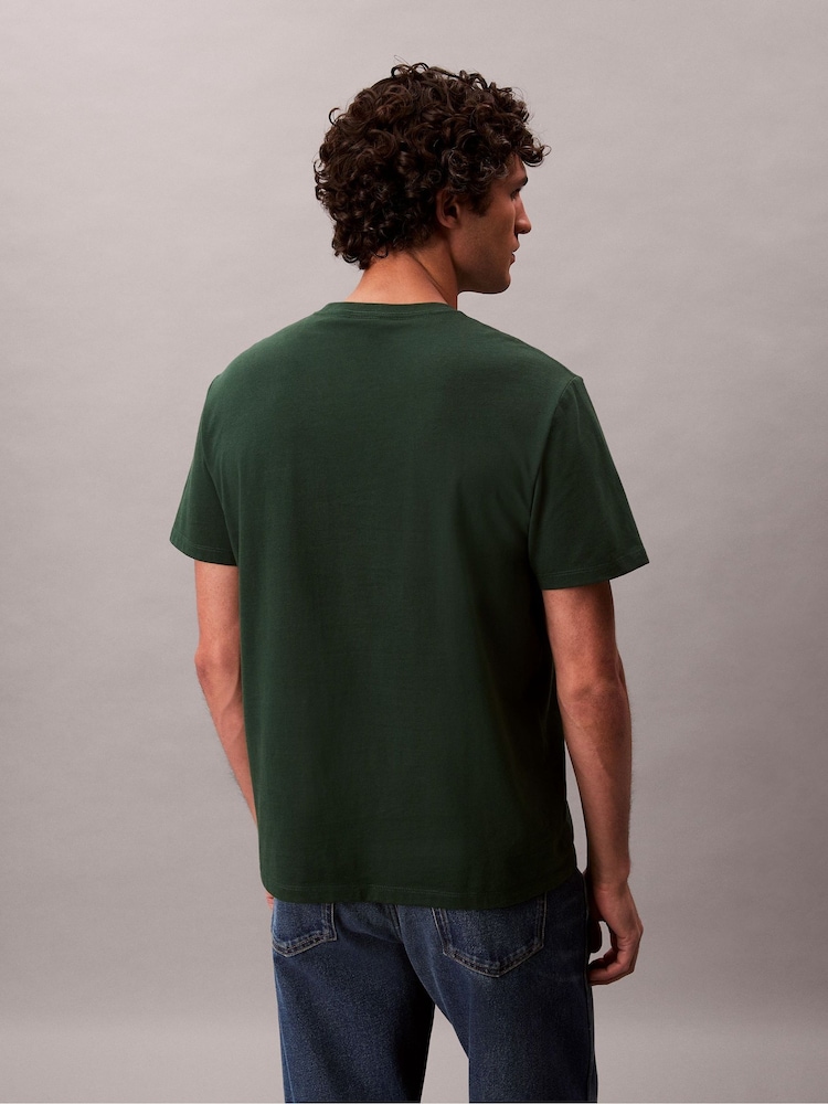 Calvin Klein Green Monogram Logo T-Shirt - Image 2 of 6 Calvin Klein Green Monogram Logo T-Shirt - Image 2 of 6