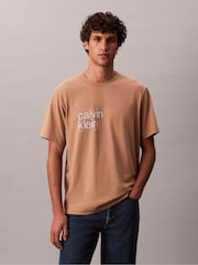 Calvin Klein Brown Circle Graphic Relaxed T-Shirt - Image 1 of 6