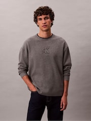 Calvin Klein Brown Embossed Monogram Logo Relaxed Sweater - Image 1 of 6