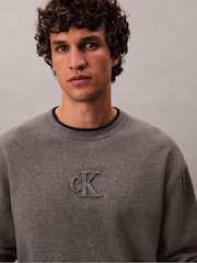 Calvin Klein Brown Embossed Monogram Logo Relaxed Sweater - Image 3 of 6
