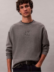 Calvin Klein Brown Embossed Monogram Logo Relaxed Sweater - Image 5 of 6