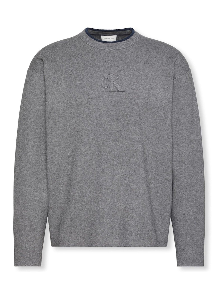 Calvin Klein Brown Embossed Monogram Logo Relaxed Sweater - Image 6 of 6