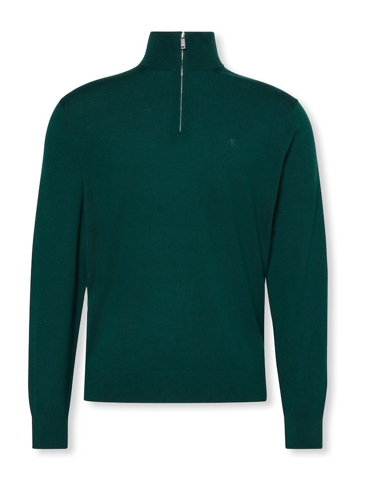 Calvin Klein Green Quarter Zip Merino Jumper - Image 6 of 6 Calvin Klein Green Quarter Zip Merino Jumper - Image 6 of 6
