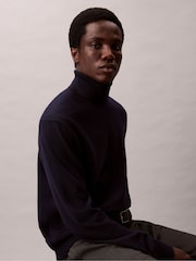 Calvin Klein Blue Merino Wool Turtle Neck Jumper - Image 4 of 6