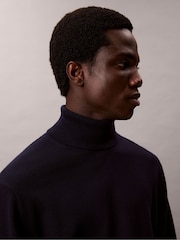 Calvin Klein Blue Merino Wool Turtle Neck Jumper - Image 5 of 6