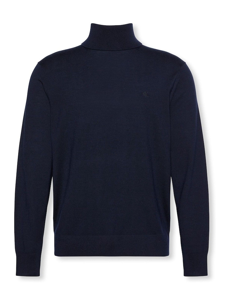 Calvin Klein Blue Merino Wool Turtle Neck Jumper - Image 6 of 6