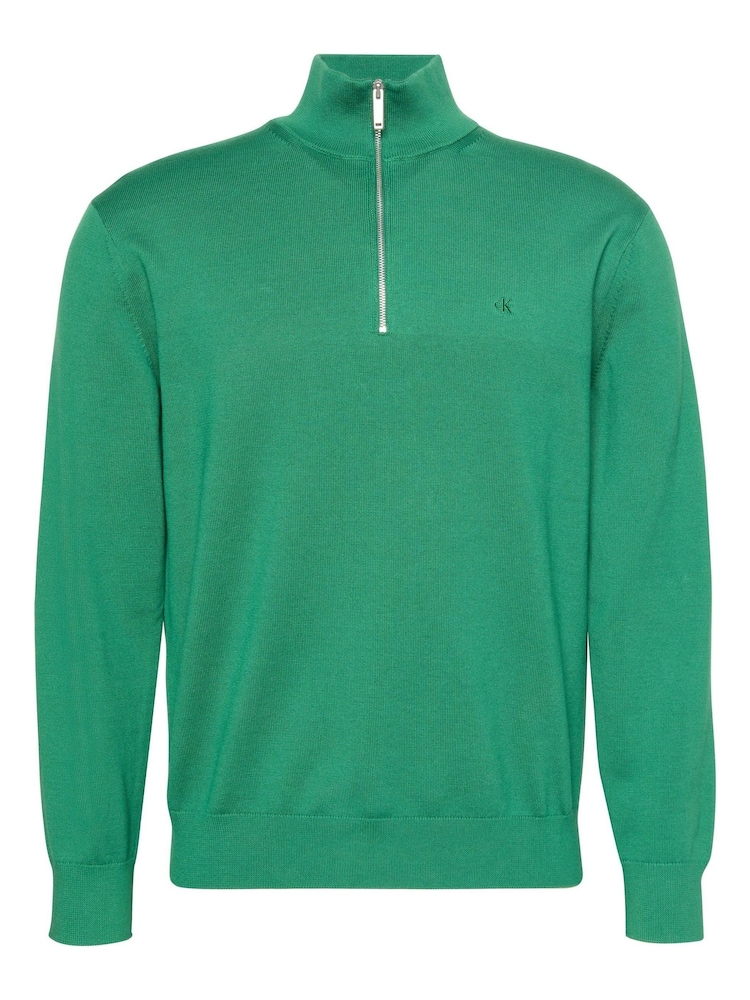 Calvin Klein Green Quarter Zip Jumper - Image 1 of 2 Calvin Klein Green Quarter Zip Jumper - Image 1 of 2