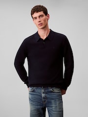 Calvin Klein Navy Merino Polo Jumper - Image 1 of 6