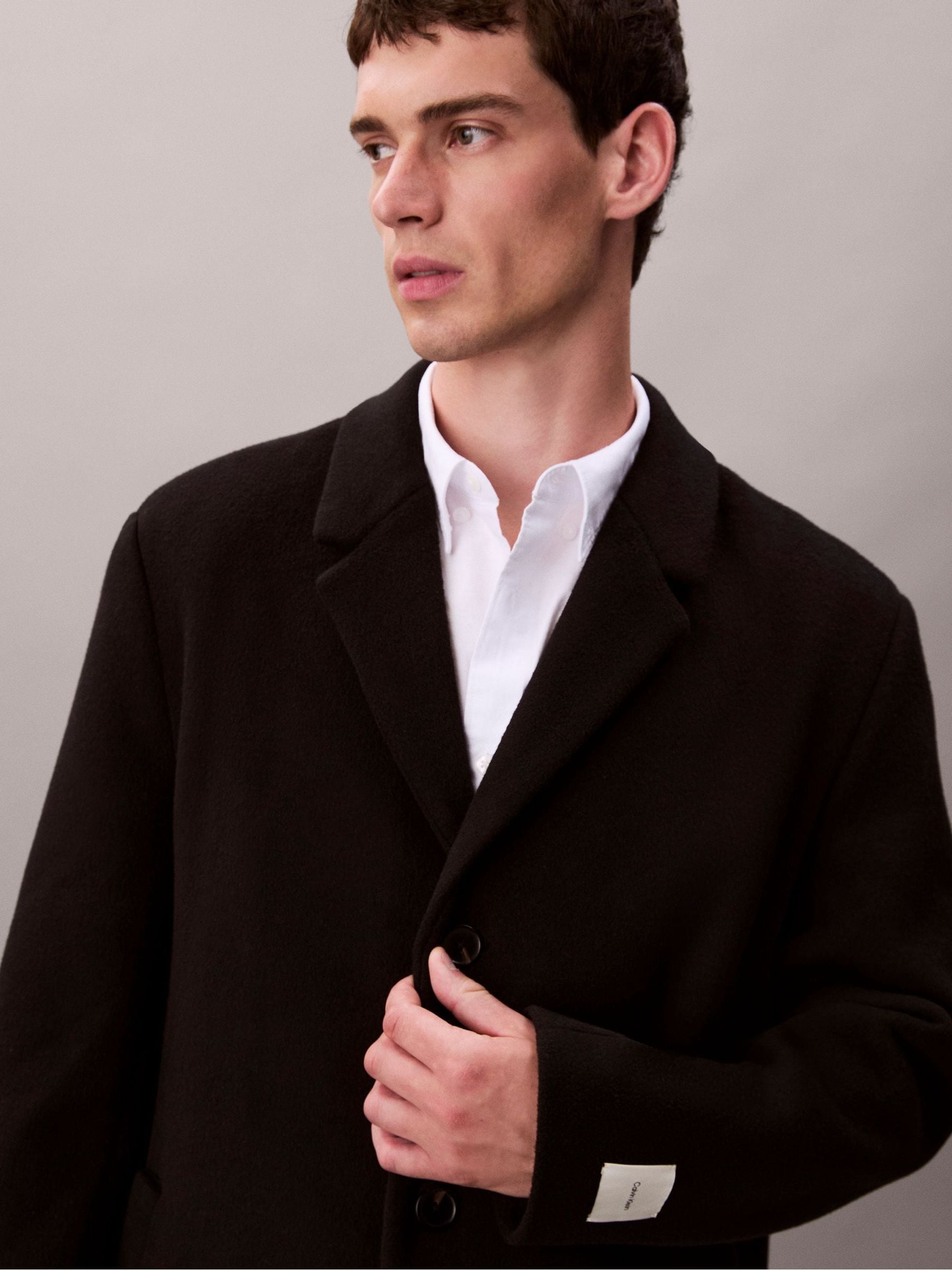 Buy Calvin Klein Black Wool Blend Overcoat from Next USA