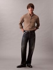 Calvin Klein Brown Solid Classic Oxford Button-Down Shirt - Image 5 of 6