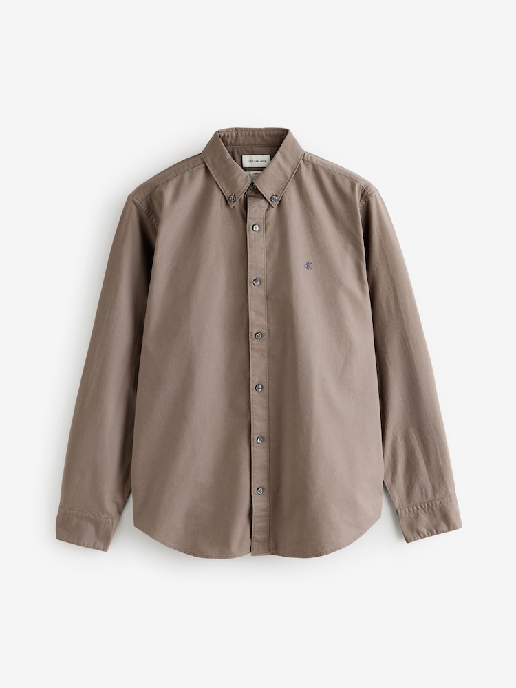Calvin Klein Brown Solid Classic Oxford Button-Down Shirt - Image 6 of 6