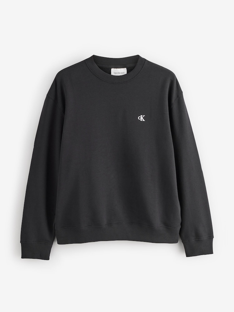 Calvin Klein Black Relaxed Monogram Sweatshirt - Image 1 of 1 Calvin Klein Black Relaxed Monogram Sweatshirt - Image 1 of 1