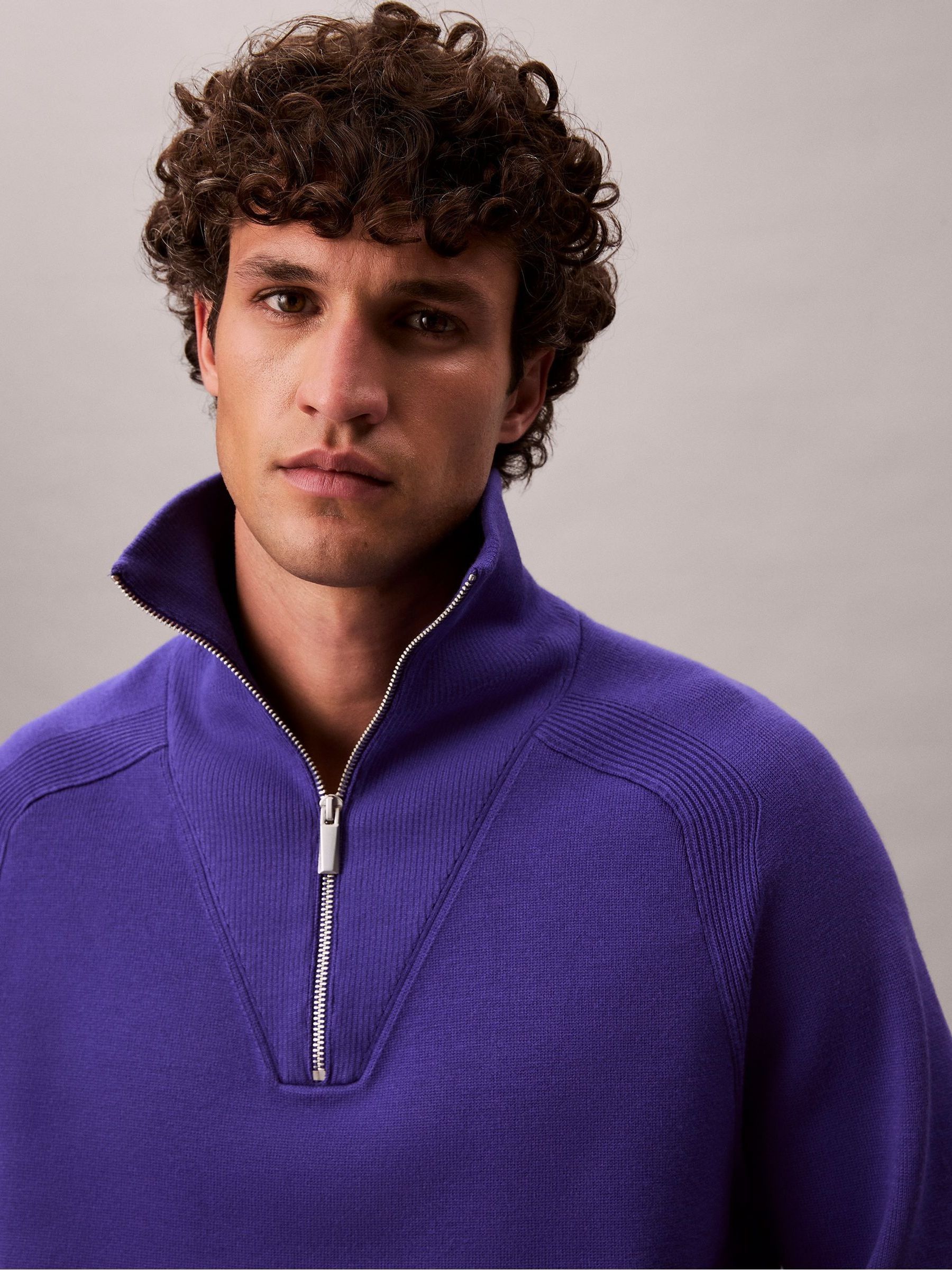 Buy Calvin Klein Purple Tech Knit Quarter Zip Jumper from Next USA