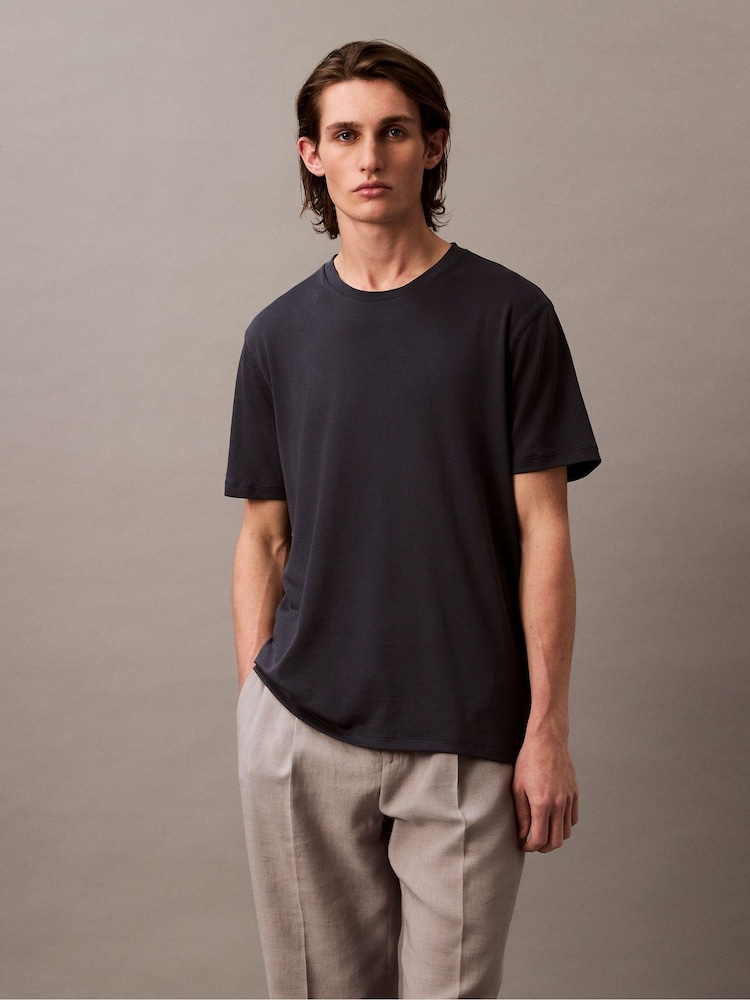 Calvin Klein Blue Cotton T-Shirt - Image 1 of 6 Calvin Klein Blue Cotton T-Shirt - Image 1 of 6
