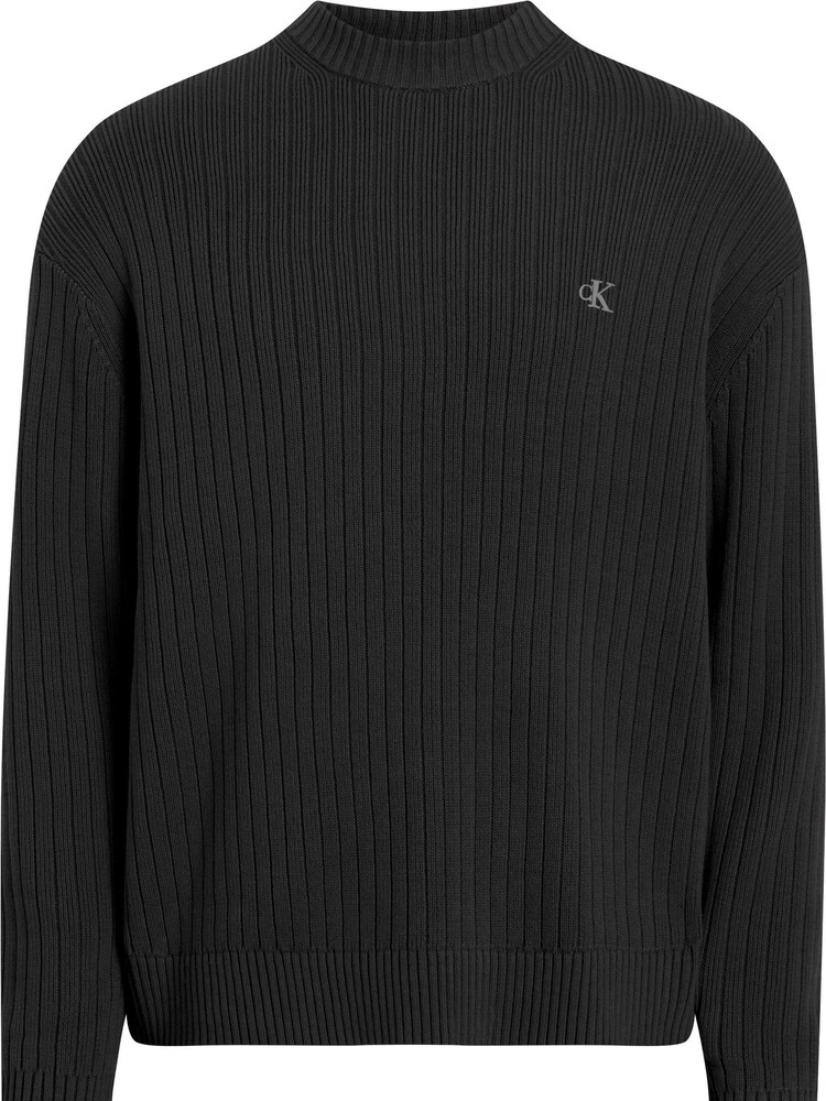 Calvin Klein Black Ribbed Cotton Monogram Jumper - Image 2 of 2