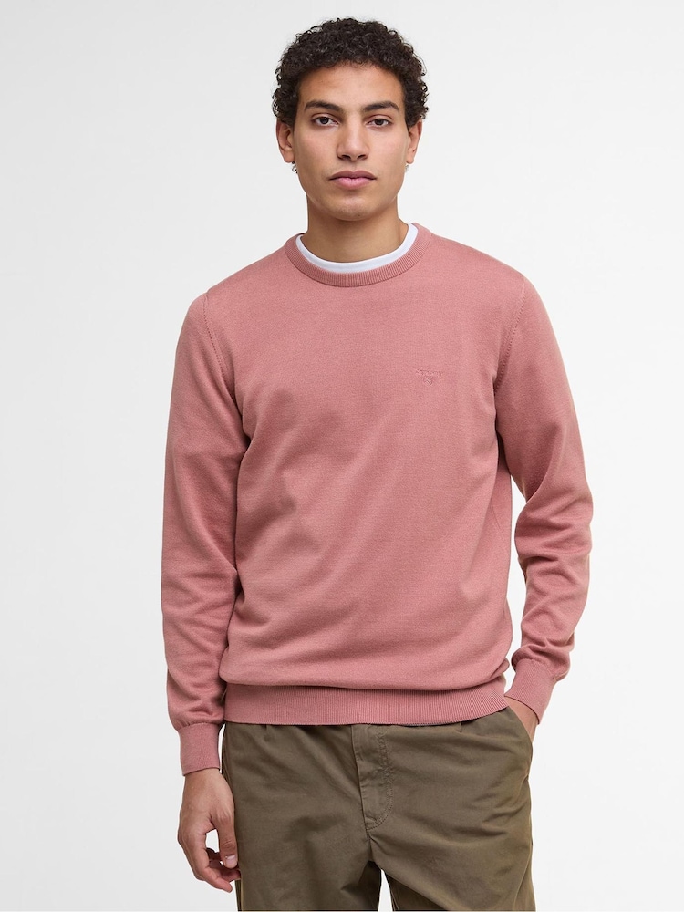 Barbour® Pink Pima Crew Earth Jumper - Image 1 of 6 Barbour® Pink Pima Crew Earth Jumper - Image 1 of 6