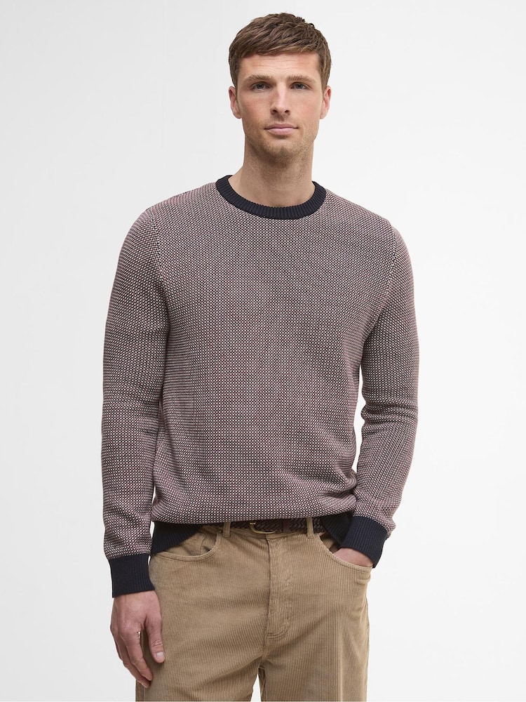 Barbour® Pink & Blue Navy Wells Crew Jumper - Image 1 of 6