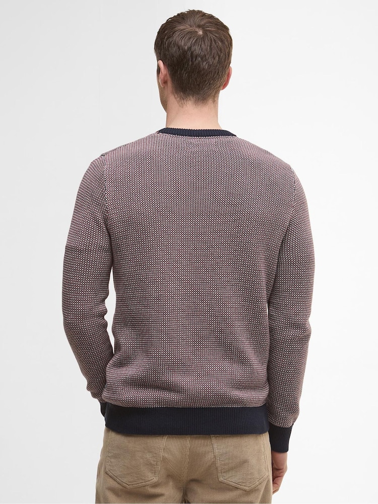 Barbour® Pink & Blue Navy Wells Crew Jumper - Image 2 of 6