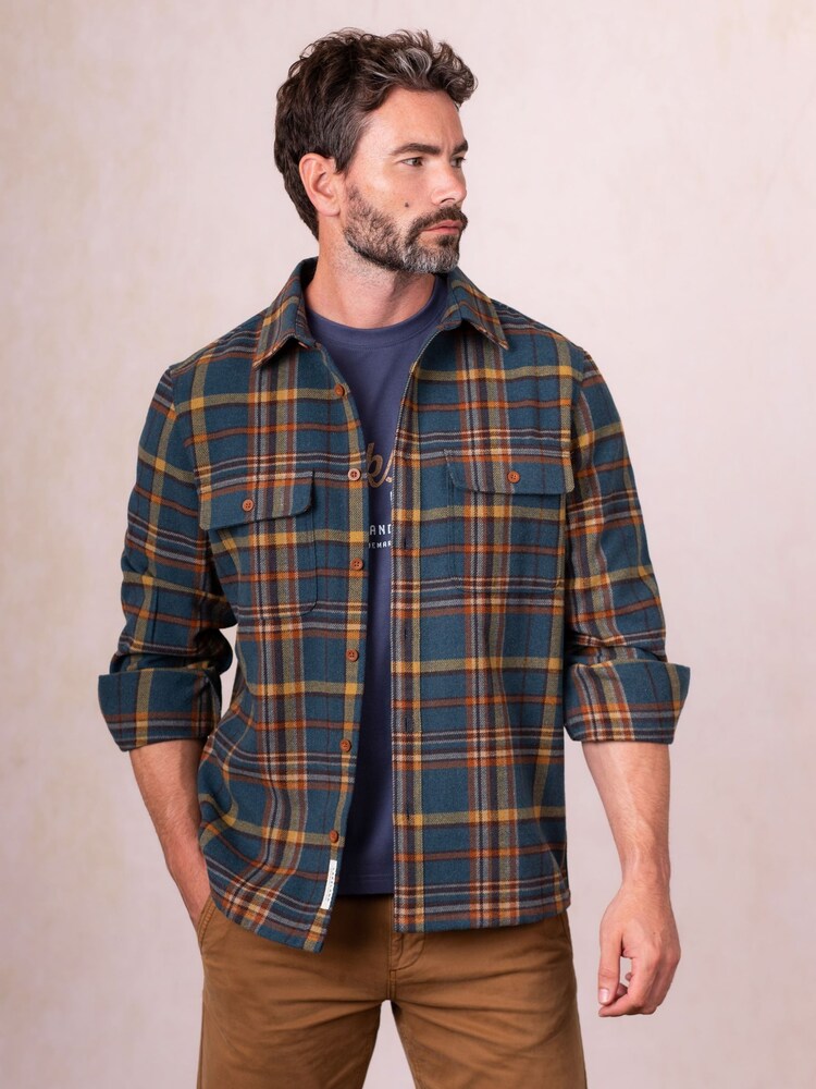 Lakeland Clothing Green Lorton Wool Blend Check Overshirt - Image 1 of 7