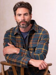 Lakeland Clothing Green Lorton Wool Blend Check Overshirt - Image 4 of 7