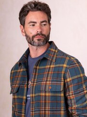 Lakeland Clothing Green Lorton Wool Blend Check Overshirt - Image 5 of 7