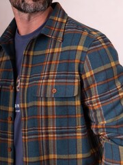 Lakeland Clothing Green Lorton Wool Blend Check Overshirt - Image 6 of 7