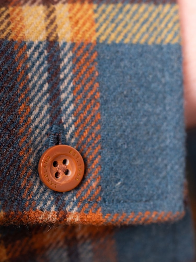 Lakeland Clothing Green Lorton Wool Blend Check Overshirt - Image 7 of 7