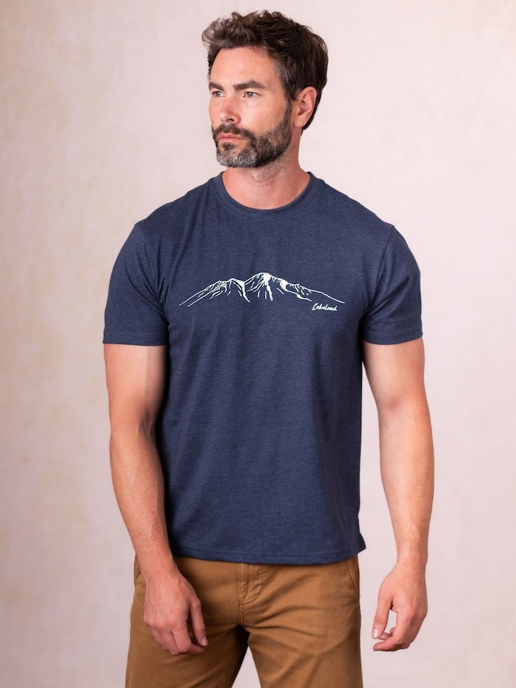 Lakeland Clothing Blue Mountain Print Cotton Blend T-Shirt - Image 1 of 3