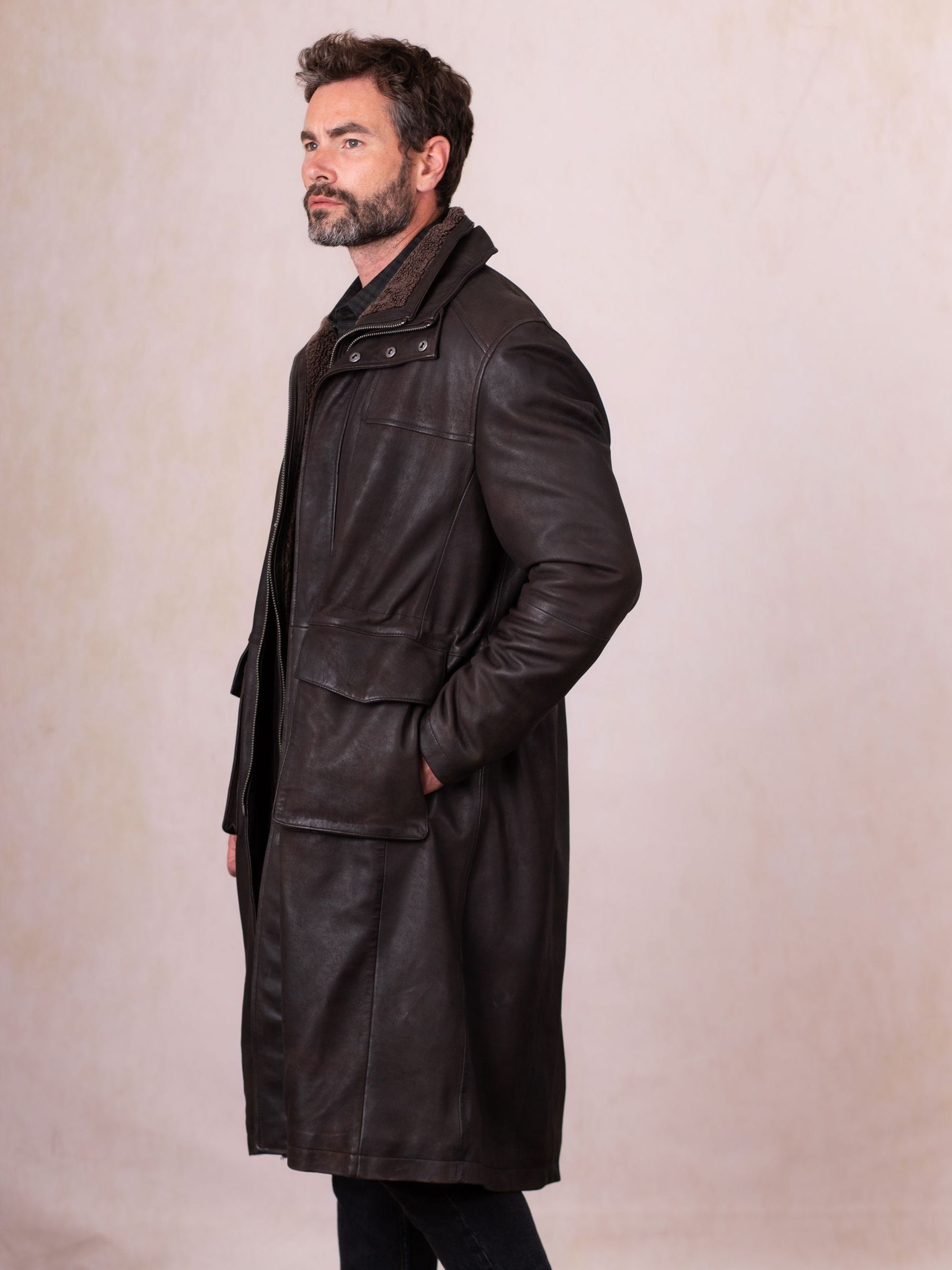 Buy Lakeland Leather Brown Kielder Longline Coat from the Next UK