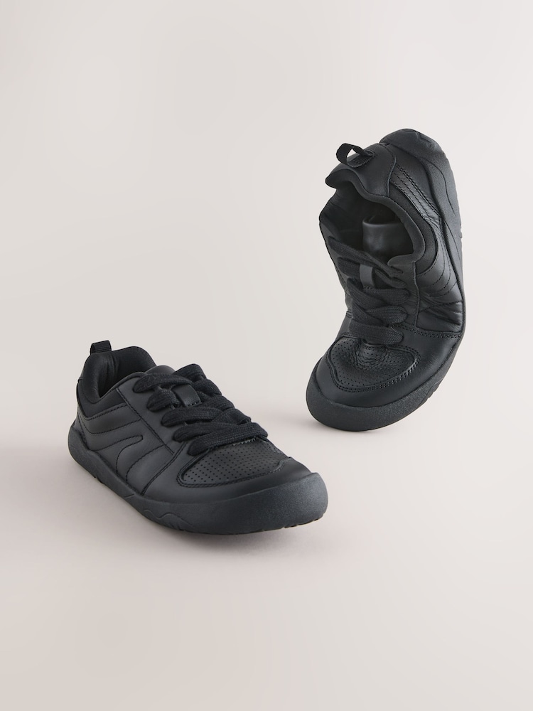 Black Barefoot Leather Lace-Up School Shoes - Image 1 of 7