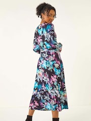 Roman Blue Petite Abstract Stretch Midi Dress - Image 3 of 5