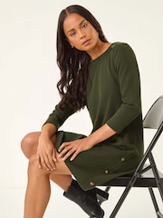 Roman Green Petite Buttoned Stretch Dress - Image 1 of 5