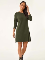 Roman Green Petite Buttoned Stretch Dress - Image 2 of 5