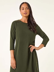 Roman Green Petite Buttoned Stretch Dress - Image 4 of 5