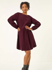Roman Purple Petite Cotton Mini Dress - Image 1 of 5
