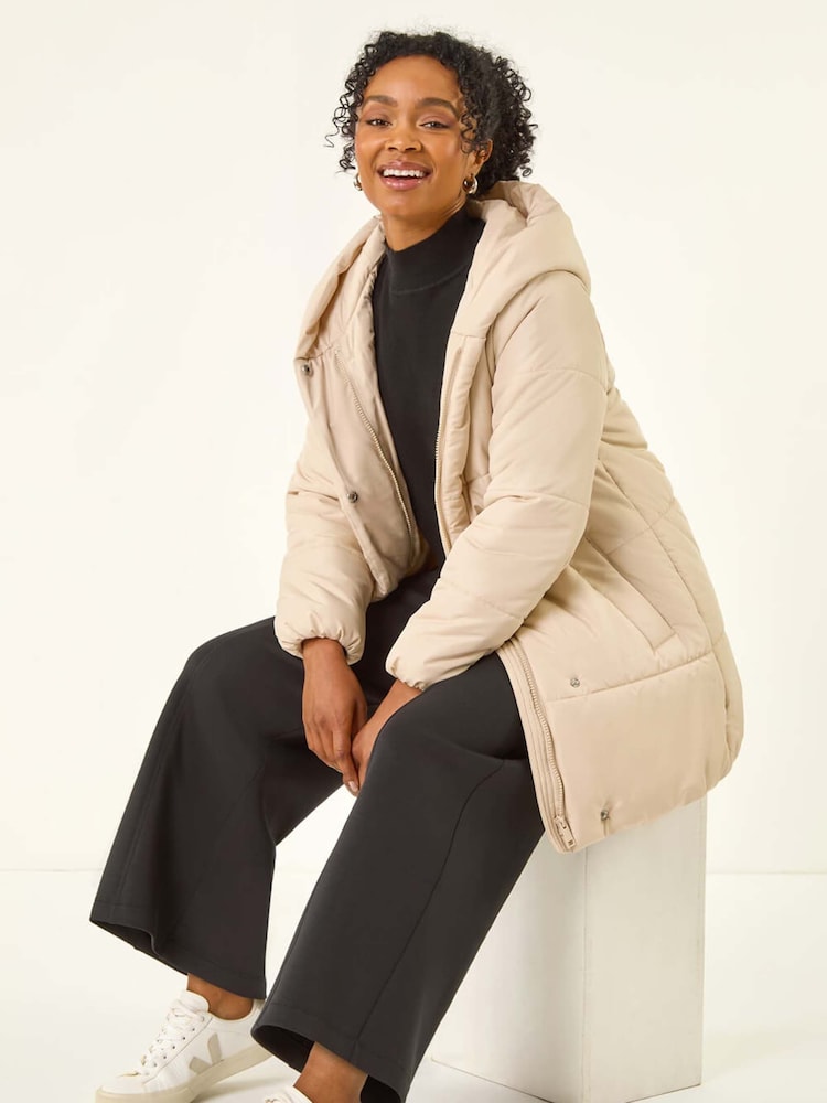 Roman Grey Petite Hooded Quilted Puffer Coat - Image 1 of 5 Roman Grey Petite Hooded Quilted Puffer Coat - Image 1 of 5