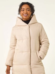 Roman Grey Petite Hooded Quilted Puffer Coat - Image 4 of 5