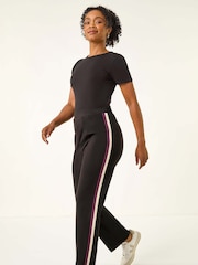 Roman Black Petite Side Stripe Stretch Trousers - Image 2 of 5