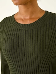 Roman Green Petite Ribbed Knitted Dress - Image 5 of 5