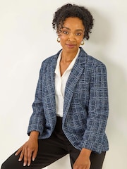 Roman Blue Petite Boucle Stretch Blazer - Image 1 of 5