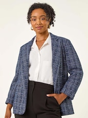 Roman Blue Petite Boucle Stretch Blazer - Image 4 of 5