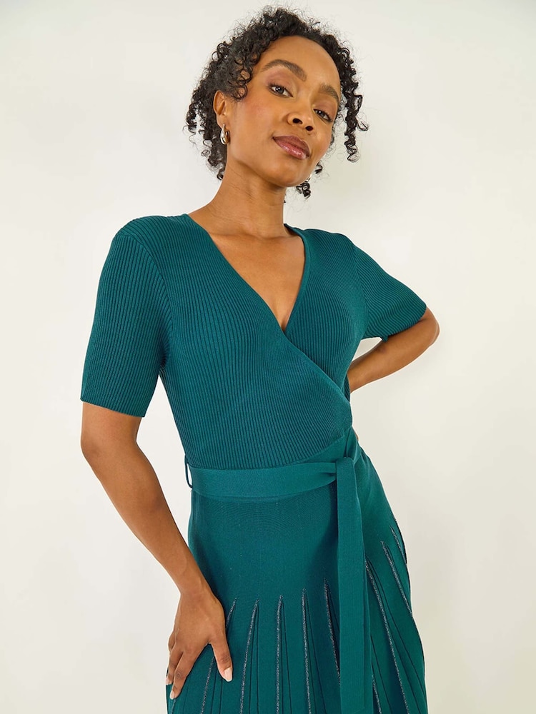 Roman Blue Petite Tie Waist Knitted Dress - Image 2 of 5 Roman Blue Petite Tie Waist Knitted Dress - Image 2 of 5