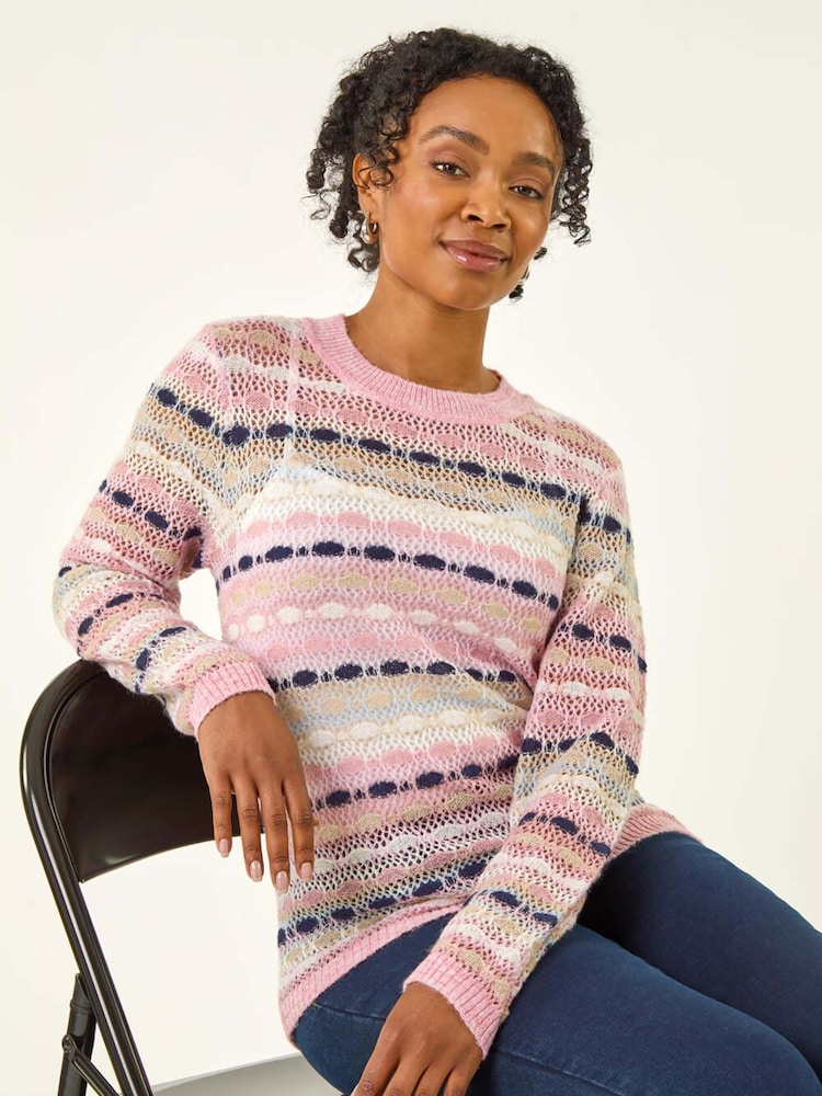 Roman Pink Petite Stripe Knitted Jumper - Image 1 of 5