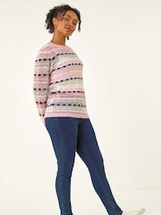 Roman Pink Petite Stripe Knitted Jumper - Image 2 of 5