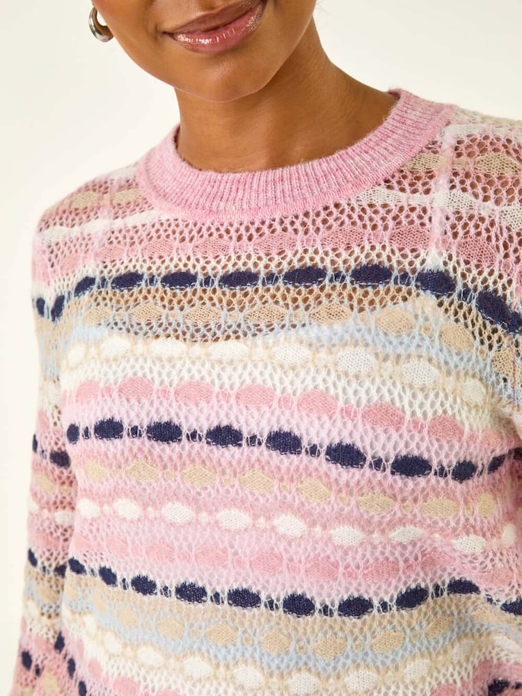 Roman Pink Petite Stripe Knitted Jumper - Image 5 of 5