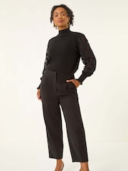 Roman Black Petite Lace Sleeve Knit Jumper - Image 2 of 5