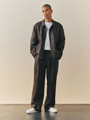 Marrón chocolate - Nothing Ordinary Pure Linen Herringbone Chore Jacket - Imagen 2 de 6