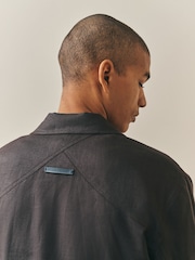 Marrón chocolate - Nothing Ordinary Pure Linen Herringbone Chore Jacket - Imagen 5 de 6