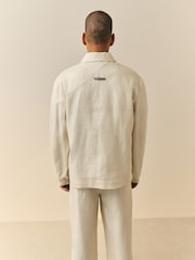 Natural - Nothing Ordinary Pure Linen Herringbone Chore Jacket - Imagen 2 de 6